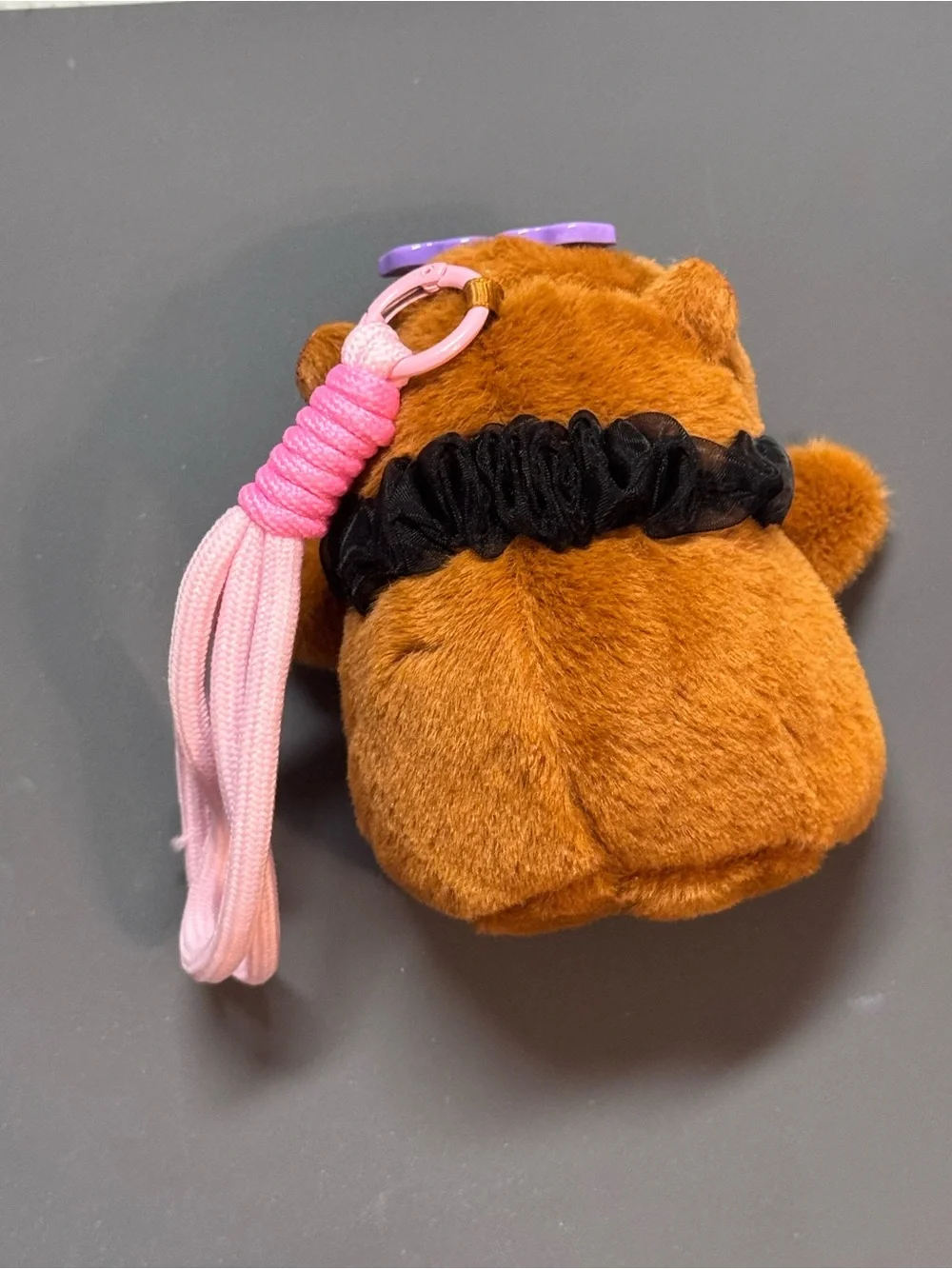 Plush Capybara Bag Charm Keychain Purple Sunglasses Rhinestone Collar NIP